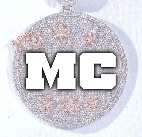 CUSTOM LETTER NECKLACE 3D BIG CROWN DISC sold by The GUU Shop