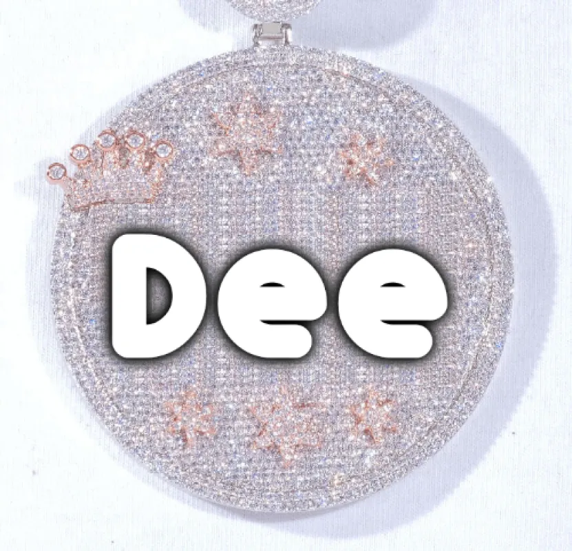 CUSTOM LETTER NECKLACE 3D BIG CROWN DISC sold by The GUU Shop