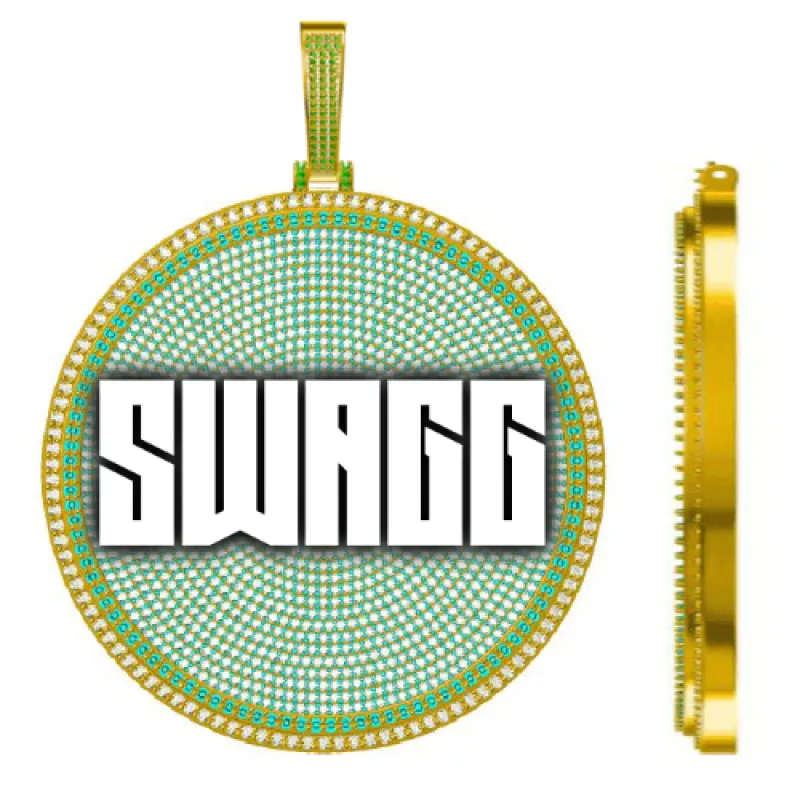 CUSTOM LETTER NECKLACE 3D BIG DISC sold by The GUU Shop