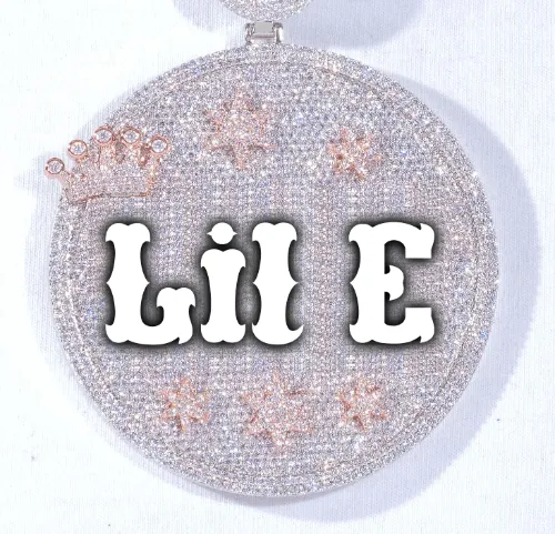 CUSTOM LETTER NECKLACE 3D BIG CROWN DISC sold by The GUU Shop