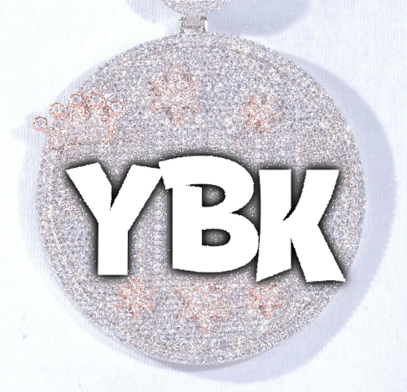 CUSTOM LETTER NECKLACE 3D BIG CROWN DISC sold by The GUU Shop