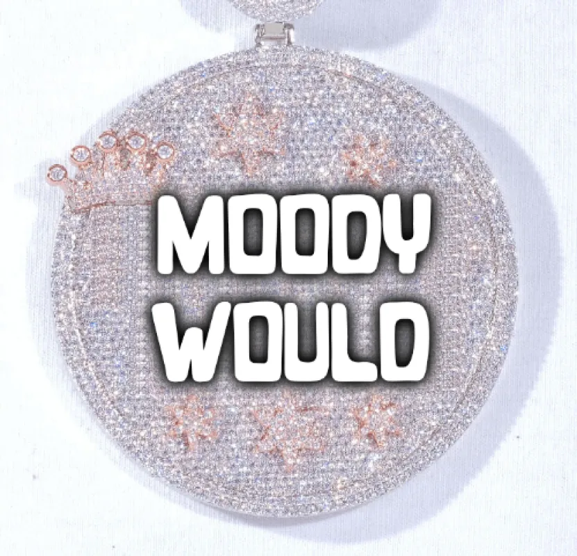 CUSTOM LETTER NECKLACE 3D BIG CROWN DISC sold by The GUU Shop