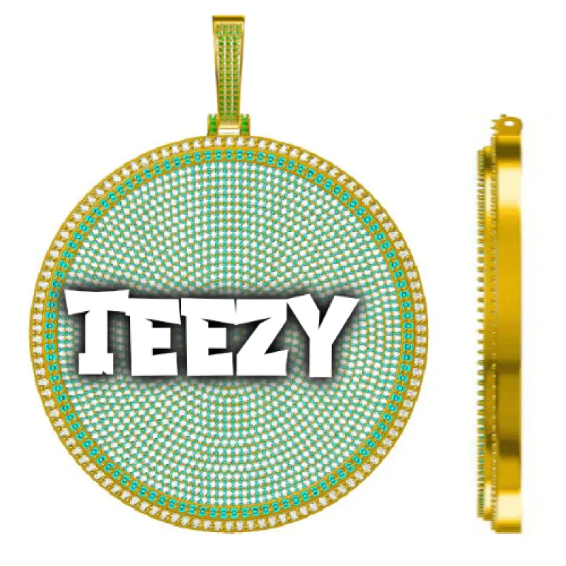 CUSTOM LETTER NECKLACE 3D BIG DISC sold by The GUU Shop