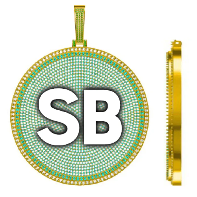 CUSTOM LETTER NECKLACE 3D BIG DISC sold by The GUU Shop