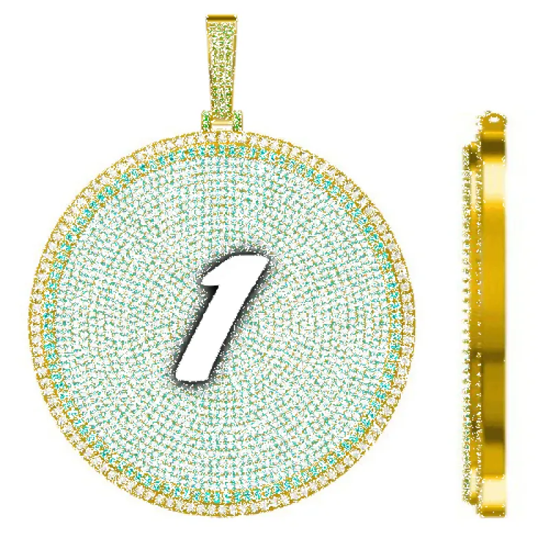 CUSTOM LETTER NECKLACE 3D BIG DISC sold by The GUU Shop