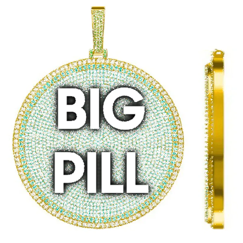 CUSTOM LETTER NECKLACE 3D BIG DISC sold by The GUU Shop