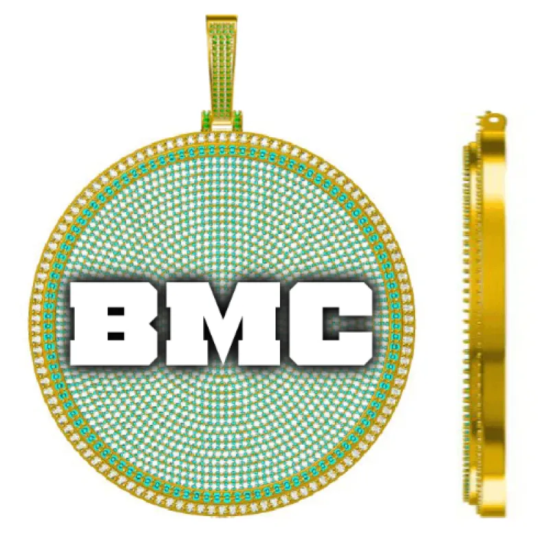 CUSTOM LETTER NECKLACE 3D BIG DISC sold by The GUU Shop