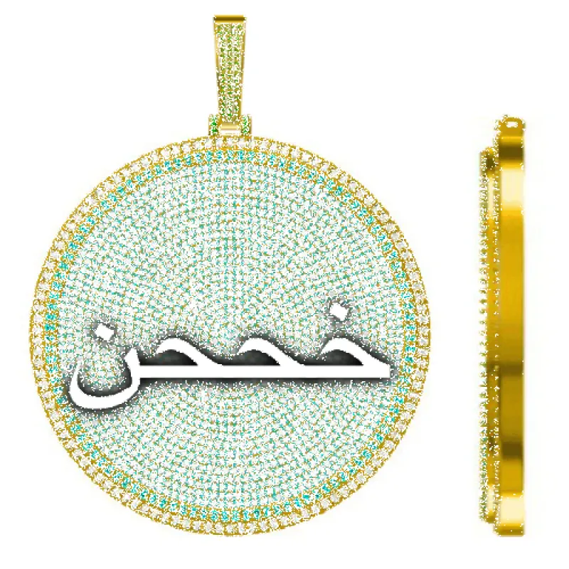 CUSTOM LETTER NECKLACE 3D BIG DISC sold by The GUU Shop