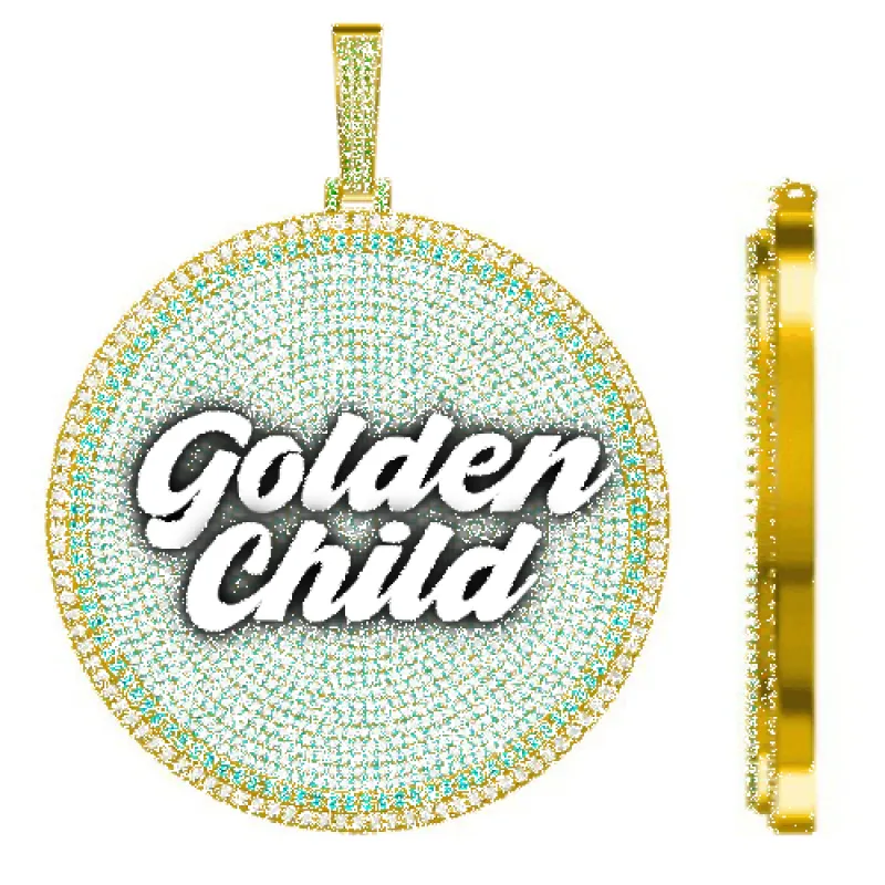 CUSTOM LETTER NECKLACE 3D BIG DISC sold by The GUU Shop