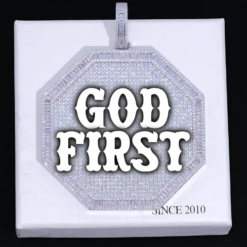 CUSTOM LETTER NECKLACE 3D BIG OCTAGON sold by The GUU Shop