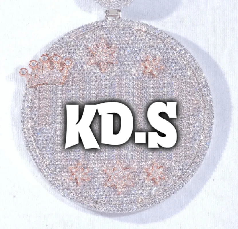 CUSTOM LETTER NECKLACE 3D BIG CROWN DISC sold by The GUU Shop
