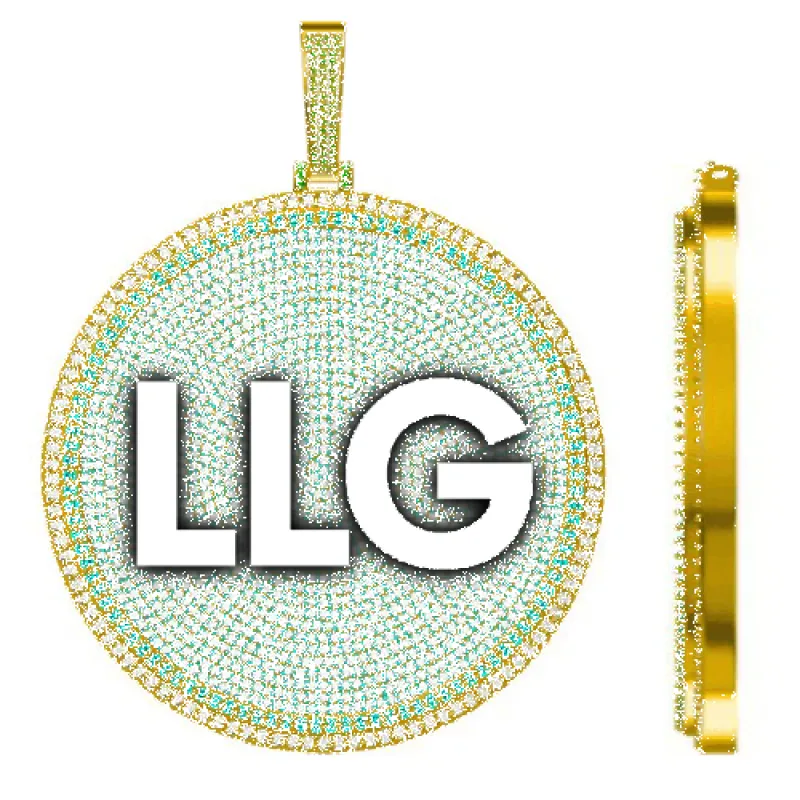 CUSTOM LETTER NECKLACE 3D BIG DISC sold by The GUU Shop