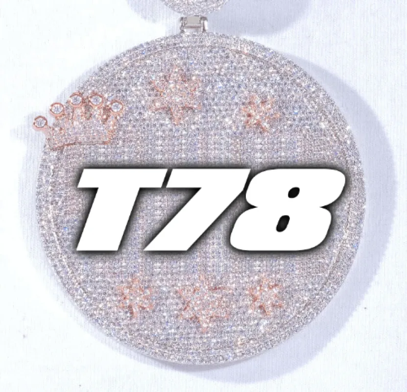 CUSTOM LETTER NECKLACE 3D BIG CROWN DISC sold by The GUU Shop