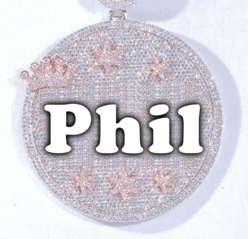 CUSTOM LETTER NECKLACE 3D BIG CROWN DISC sold by The GUU Shop