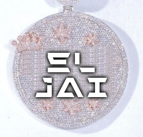 CUSTOM LETTER NECKLACE 3D BIG CROWN DISC sold by The GUU Shop