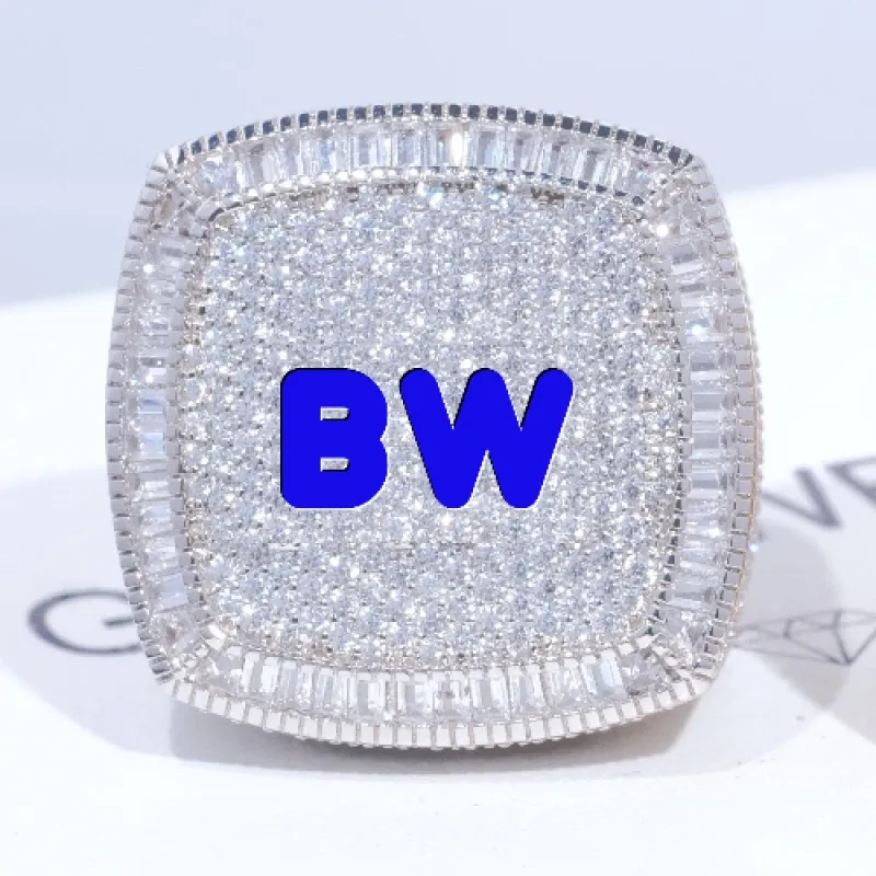 CUSTOM LETTER 3D ICED RING sold by The GUU Shop