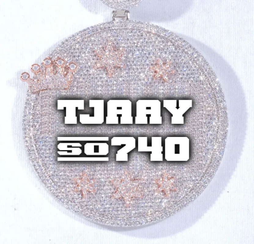 CUSTOM LETTER NECKLACE 3D BIG CROWN DISC sold by The GUU Shop