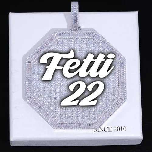 CUSTOM LETTER NECKLACE 3D BIG OCTAGON sold by The GUU Shop