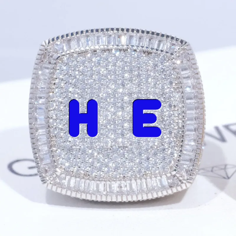 CUSTOM LETTER 3D ICED RING sold by The GUU Shop