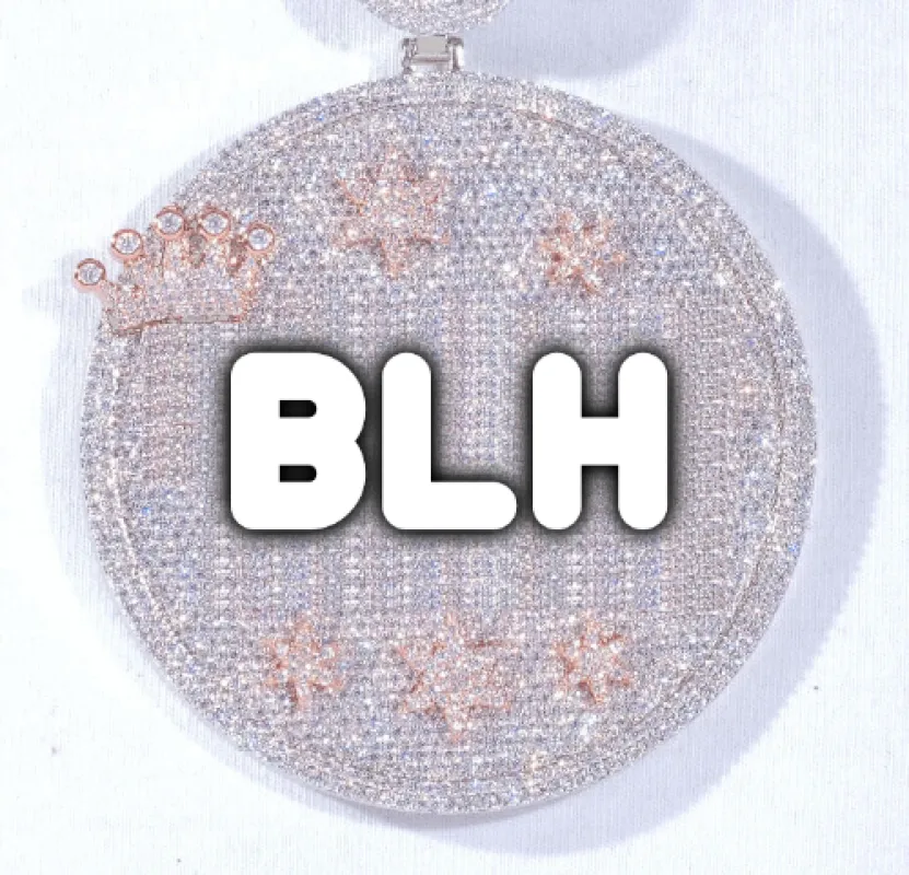 CUSTOM LETTER NECKLACE 3D BIG CROWN DISC sold by The GUU Shop