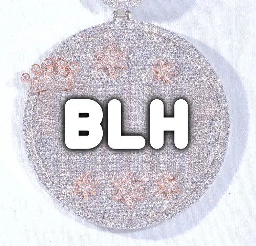 CUSTOM LETTER NECKLACE 3D BIG CROWN DISC sold by The GUU Shop