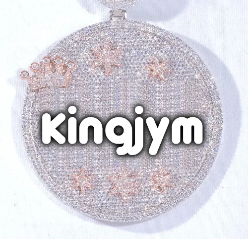 CUSTOM LETTER NECKLACE 3D BIG CROWN DISC sold by The GUU Shop