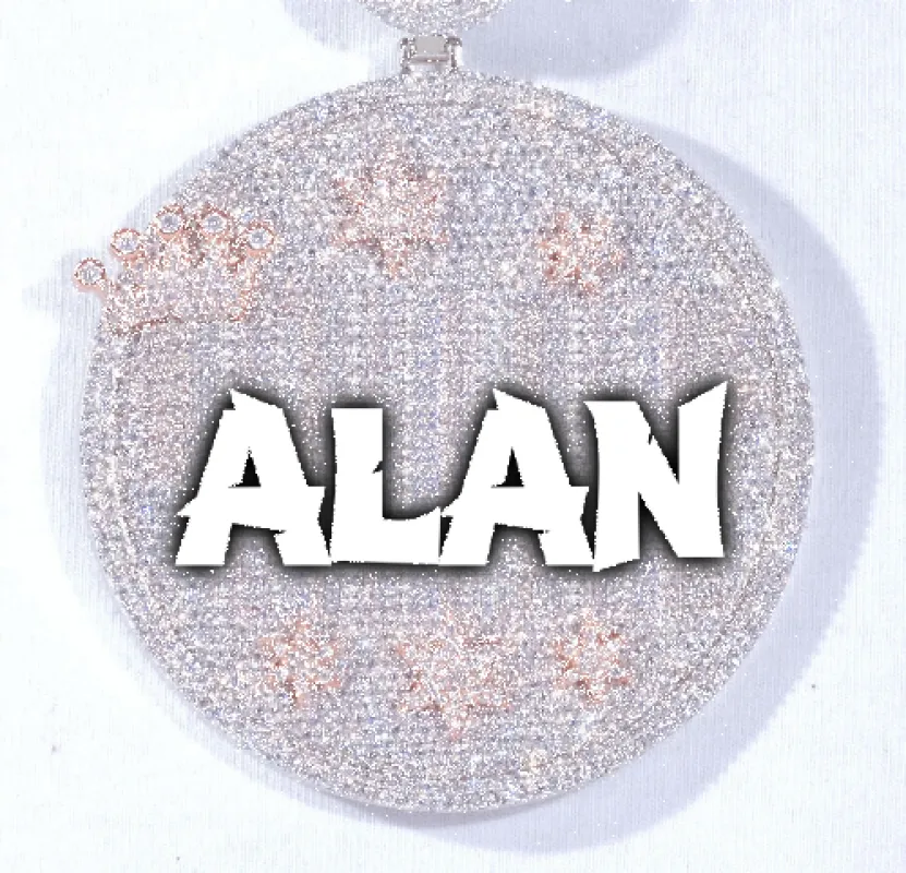 CUSTOM LETTER NECKLACE 3D BIG CROWN DISC sold by The GUU Shop