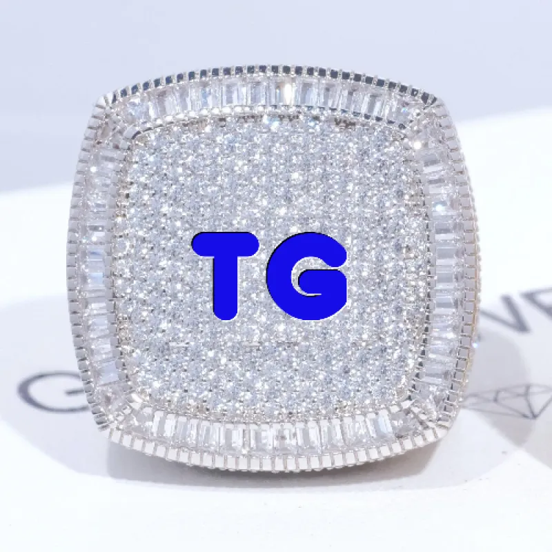 CUSTOM LETTER 3D ICED RING sold by The GUU Shop