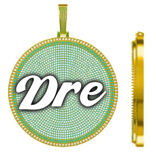 CUSTOM LETTER NECKLACE 3D BIG DISC sold by The GUU Shop