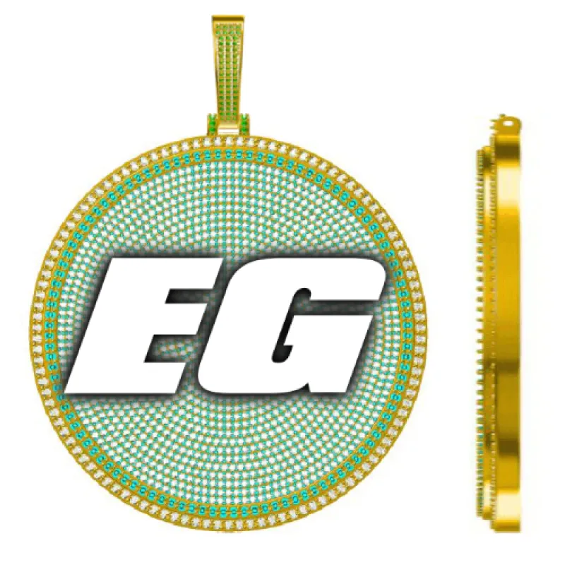 CUSTOM LETTER NECKLACE 3D BIG DISC sold by The GUU Shop