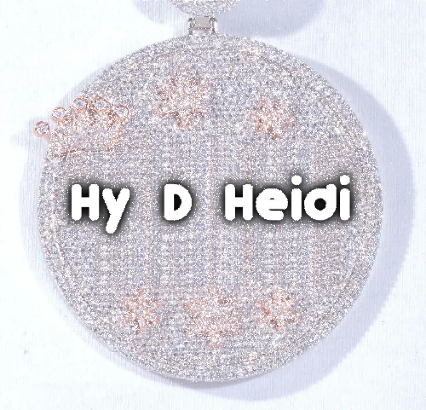 CUSTOM LETTER NECKLACE 3D BIG CROWN DISC sold by The GUU Shop