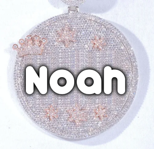 CUSTOM LETTER NECKLACE 3D BIG CROWN DISC sold by The GUU Shop