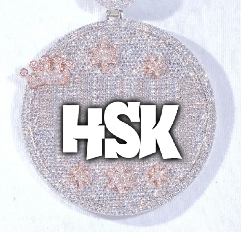 CUSTOM LETTER NECKLACE 3D BIG CROWN DISC sold by The GUU Shop