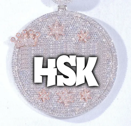 CUSTOM LETTER NECKLACE 3D BIG CROWN DISC sold by The GUU Shop