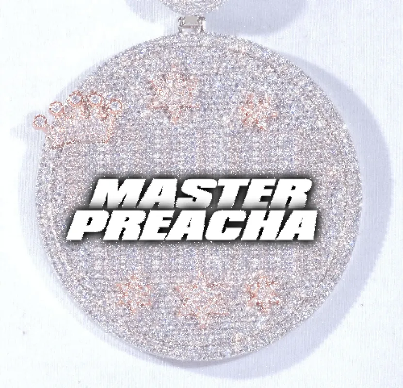 CUSTOM LETTER NECKLACE 3D BIG CROWN DISC sold by The GUU Shop