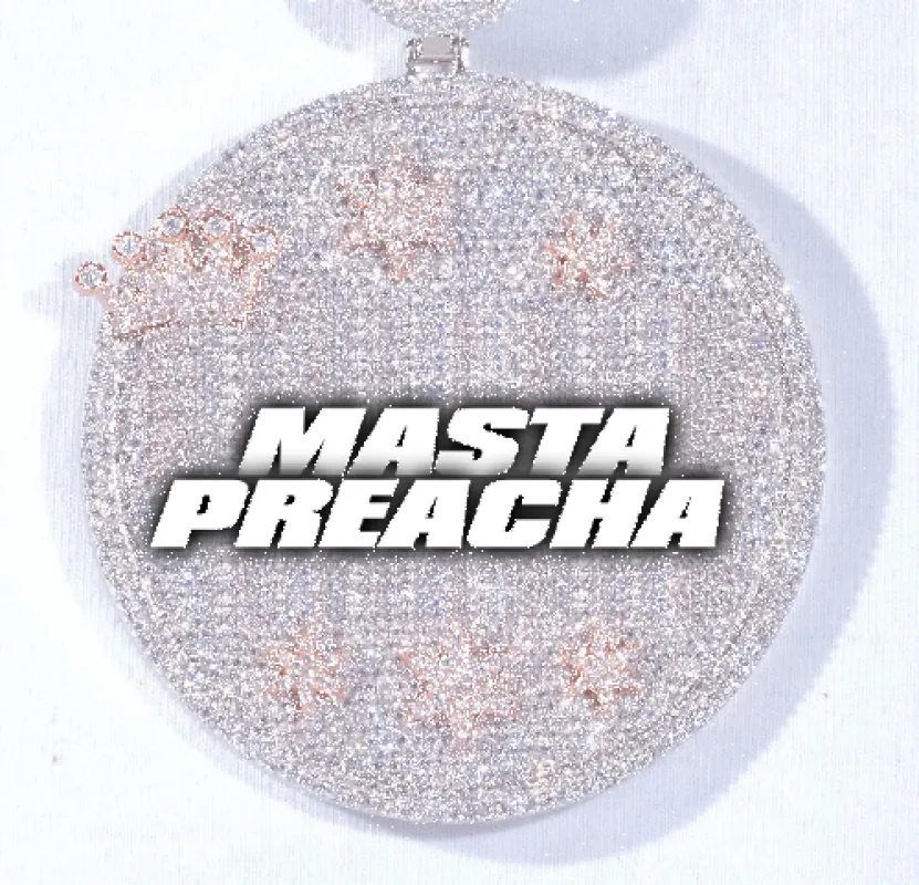 CUSTOM LETTER NECKLACE 3D BIG CROWN DISC sold by The GUU Shop