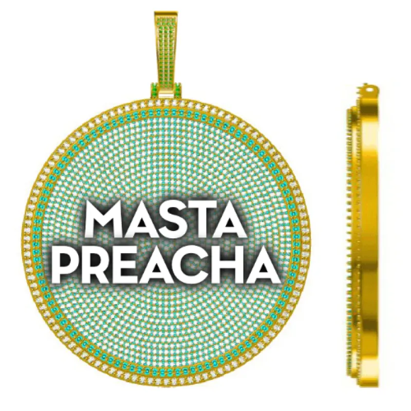 CUSTOM LETTER NECKLACE 3D BIG DISC sold by The GUU Shop