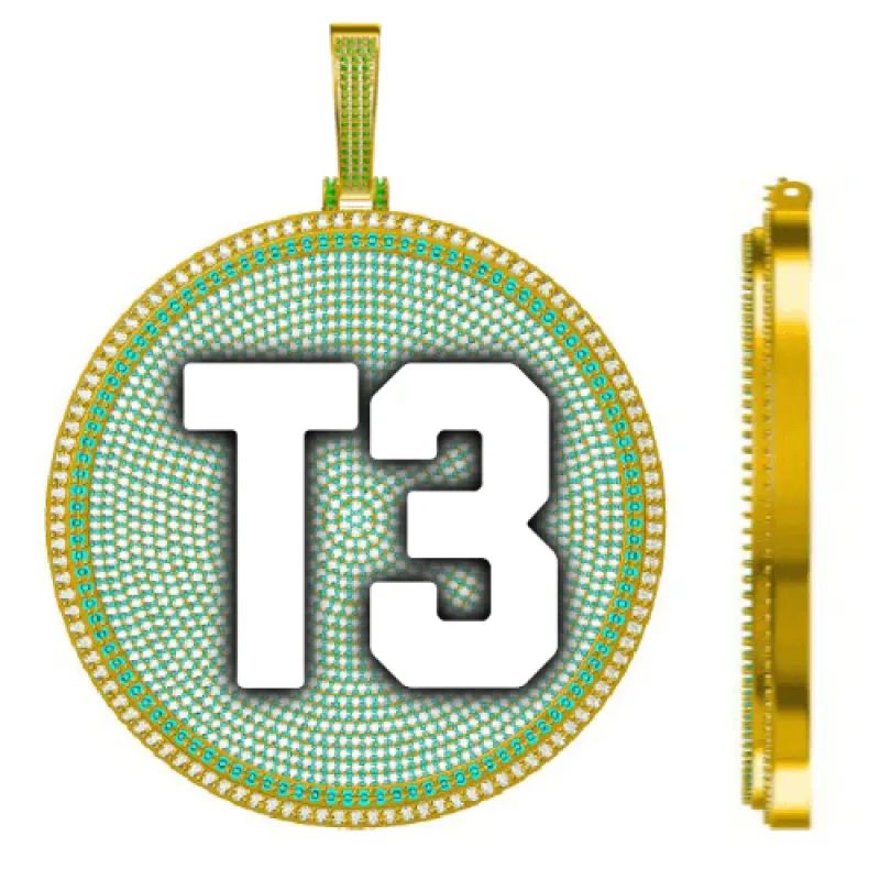 CUSTOM LETTER NECKLACE 3D BIG DISC made by The GUU Shop