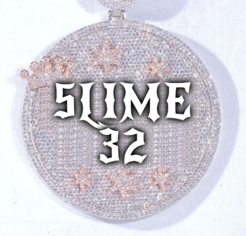 CUSTOM LETTER NECKLACE 3D BIG CROWN DISC sold by The GUU Shop