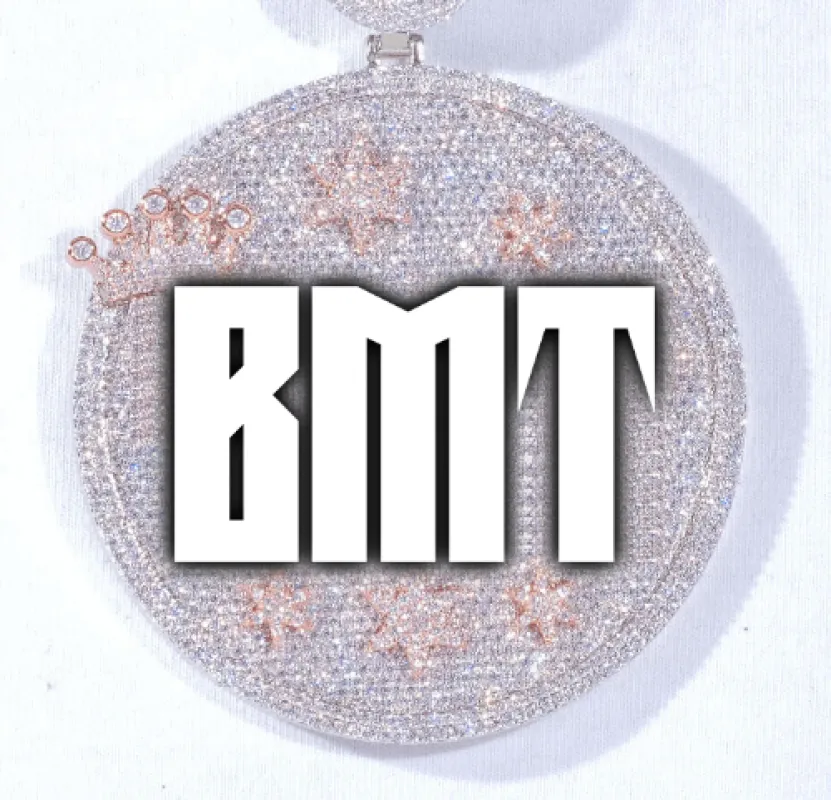 CUSTOM LETTER NECKLACE 3D BIG CROWN DISC sold by The GUU Shop