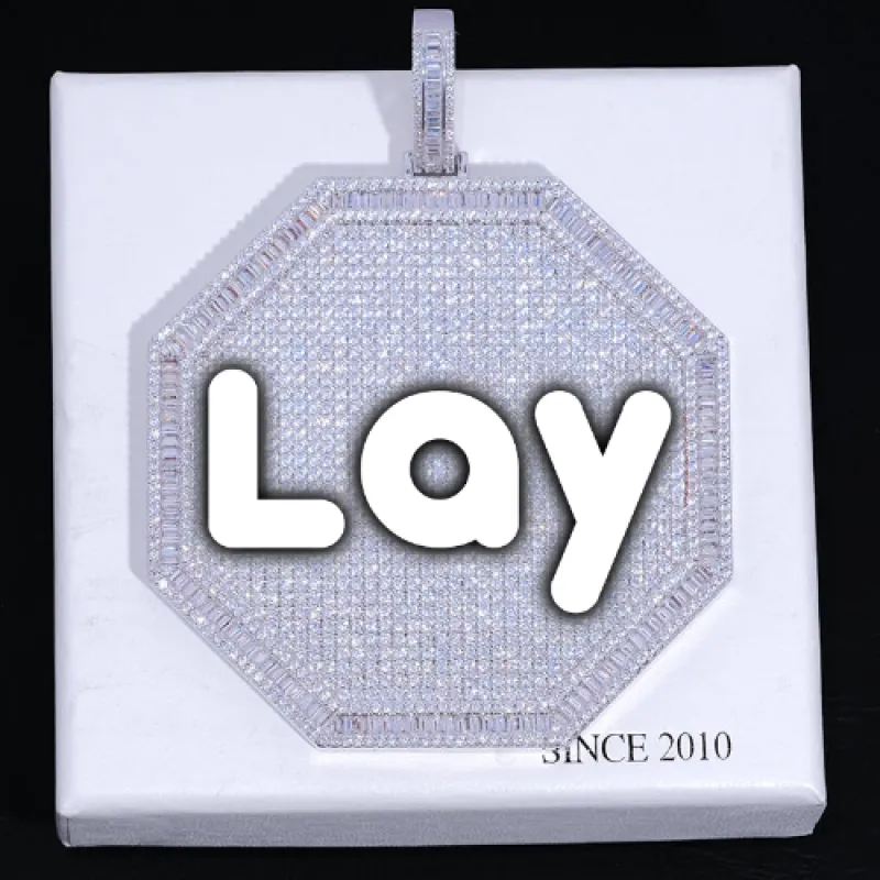 CUSTOM LETTER NECKLACE 3D BIG OCTAGON sold by The GUU Shop