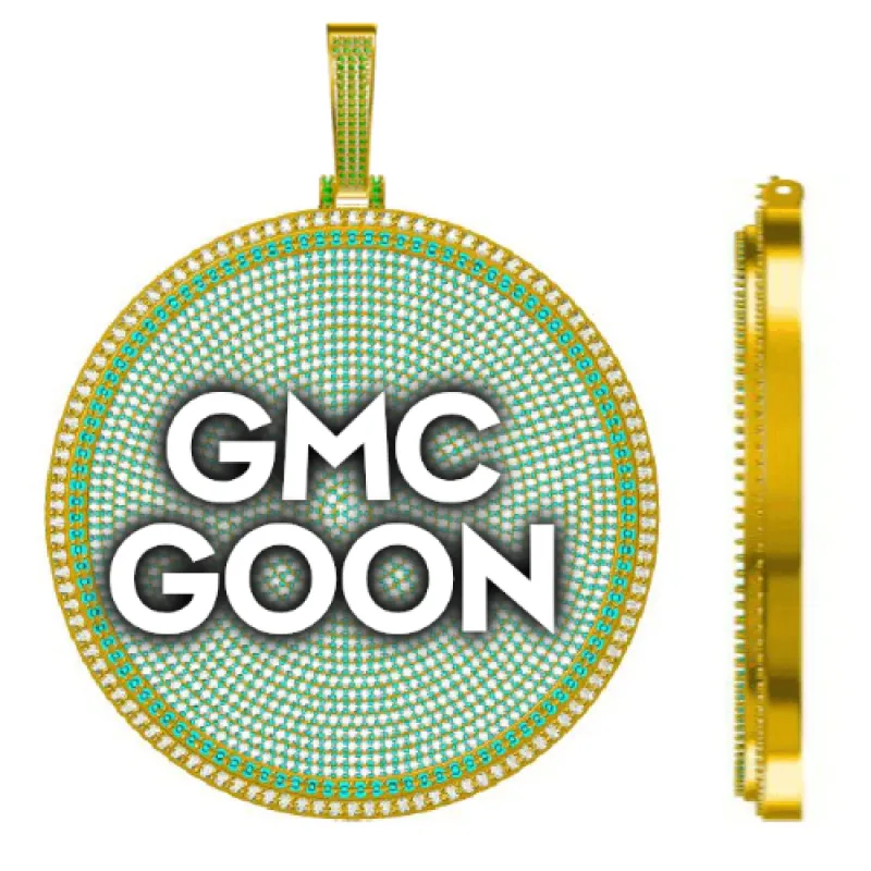 CUSTOM LETTER NECKLACE 3D BIG DISC sold by The GUU Shop