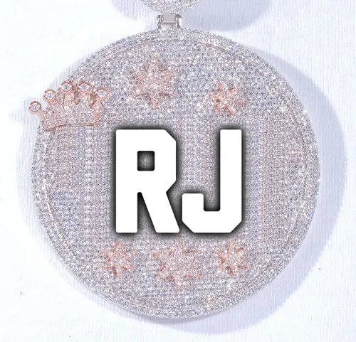CUSTOM LETTER NECKLACE 3D BIG CROWN DISC sold by The GUU Shop