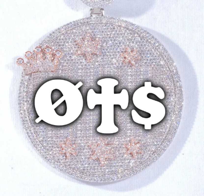 CUSTOM LETTER NECKLACE 3D BIG CROWN DISC sold by The GUU Shop