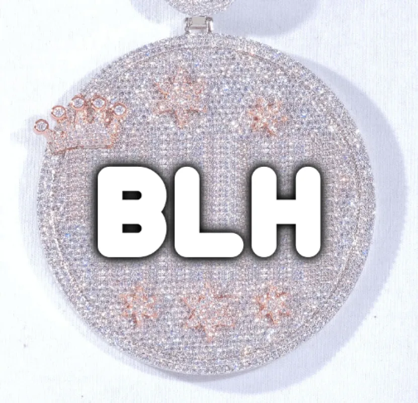 CUSTOM LETTER NECKLACE 3D BIG CROWN DISC sold by The GUU Shop