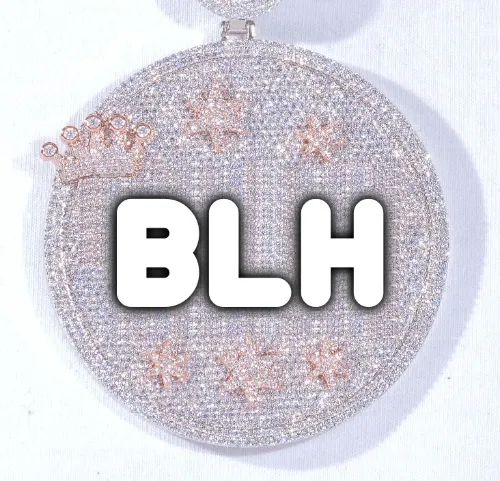 CUSTOM LETTER NECKLACE 3D BIG CROWN DISC sold by The GUU Shop