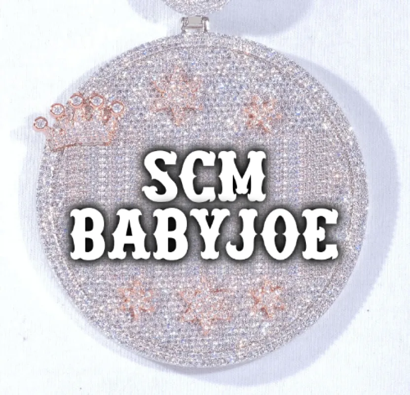 CUSTOM LETTER NECKLACE 3D BIG CROWN DISC sold by The GUU Shop