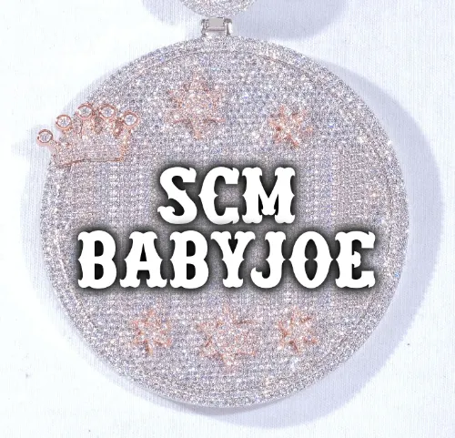 CUSTOM LETTER NECKLACE 3D BIG CROWN DISC sold by The GUU Shop