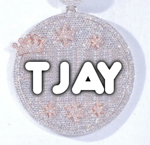 CUSTOM LETTER NECKLACE 3D BIG CROWN DISC sold by The GUU Shop