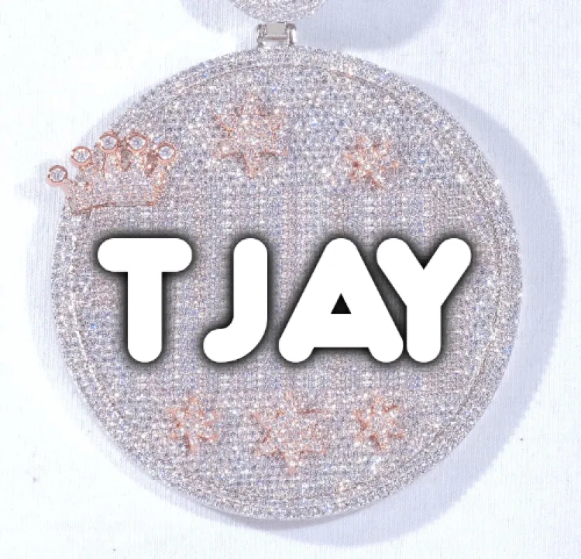 CUSTOM LETTER NECKLACE 3D BIG CROWN DISC sold by The GUU Shop